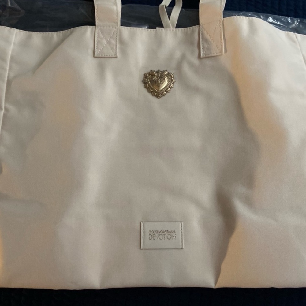Dolce & Gabbana Devotion Cream Tote with Gold Accent